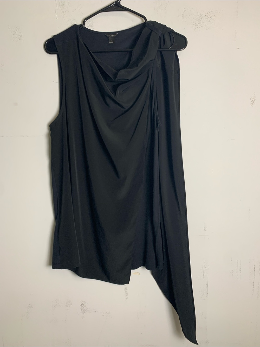 Ann Taylor Black Draped Asymmetric Sleeveless Top